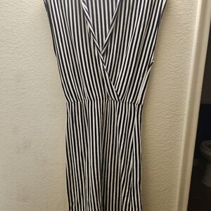 Striped Black and White Sleeveless Dress